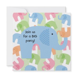 Circus Elephants Customized  Birthday Invitations invitation