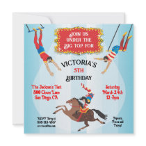 Circus Flying Trapeze Birthday Party Invitation