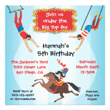 Circus Flying Trapeze Birthday Party Invitation