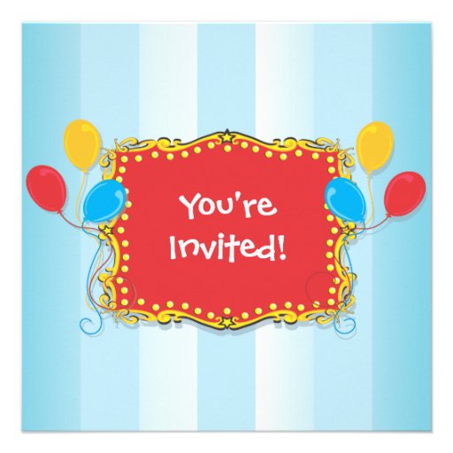 Circus Flying Trapeze Birthday Party Invitation