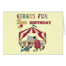Circus Fun 2nd Birthday Tshirts and Gifts Greeting Cards