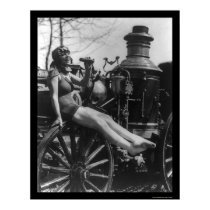 Circus Lady Sitting on a Fire Engine 1924 posters
