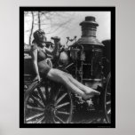 Circus Lady Sitting on a Fire Engine 1924 posters