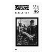 Circus Lady Sitting on a Fire Engine 1924 Stamps