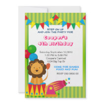Circus Lion Birthday invite
