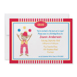 Circus Monkey Birthday Invitation