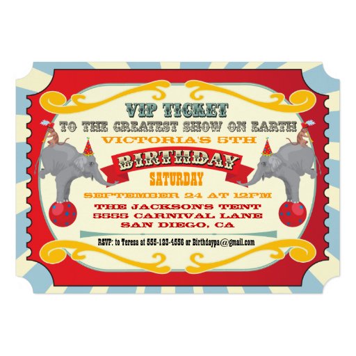 Circus or Carnival Ticket Birthday Invitation