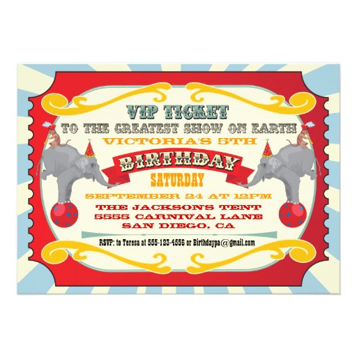 Circus or Carnival Ticket Birthday Invitation