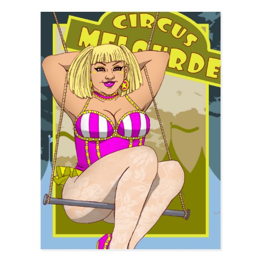 Circus Pinup Trapeze Artist Postcard