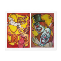 Circus Poster Postcard - Dogs & Clowns by CircusBlog Circus Poster Postcard - Dogs & Clowns