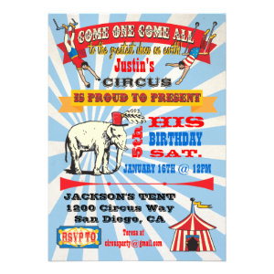 Circus Poster Style Party Invitations