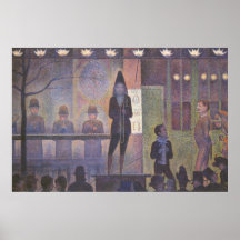Circus Sideshow by Seurat, Vintage Pointillism Art Poster