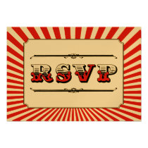 Circus Steampunk RSVP in Red invitations
