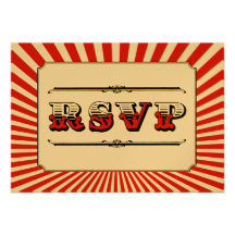 Circus Steampunk RSVP in Red Personalized Invitation