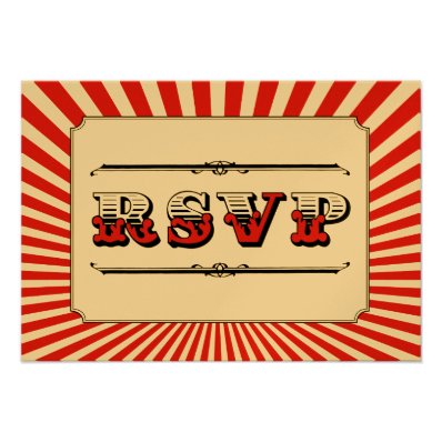 Circus Steampunk RSVP in Red Personalized Invitation