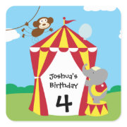 Circus Tent and Animals Birthday Stickers sticker