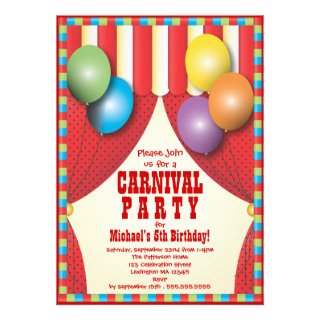 Circus Tent Carnival Birthday Party Invitation