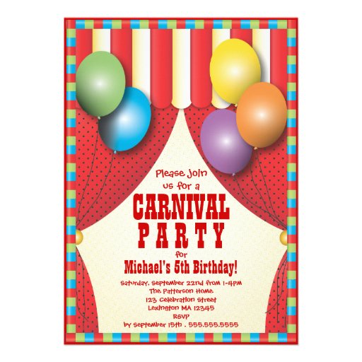 Circus Tent Carnival Birthday Party Invitation
