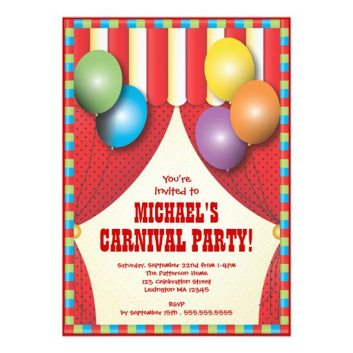 Circus Tent Carnival Birthday Party Invitation