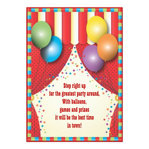 Circus Tent Carnival Birthday Party Invitation