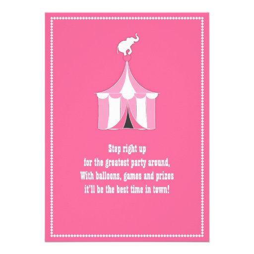 Circus Tent & Elephant Girl's Birthday Party Personalized Announcement