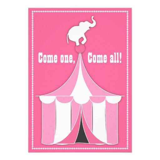 Circus Tent & Elephant Girl's Birthday Party Custom Invite