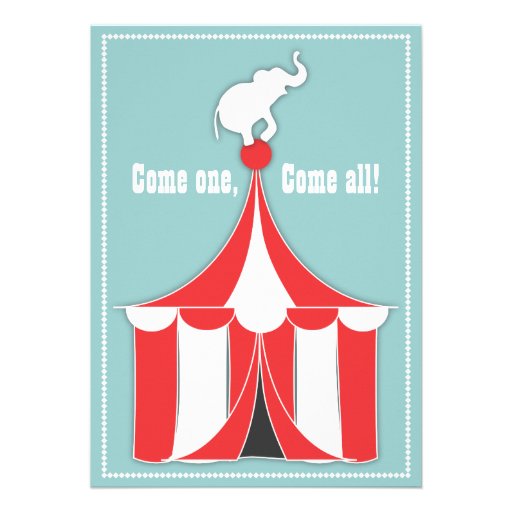 Circus Tent & Elephant Kids Birthday Party Personalized Invite