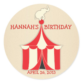 Circus Tent & Elephant Kids Birthday Party Sticker