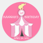 Circus Tent & Elephant Kids Birthday Party Sticker