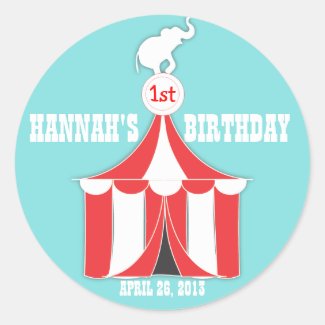 Circus Tent & Elephant Kids Birthday Party Sticker