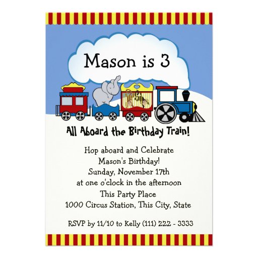 Circus Train Birthday Invites