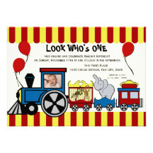 Circus Train Photo Custom Announcement