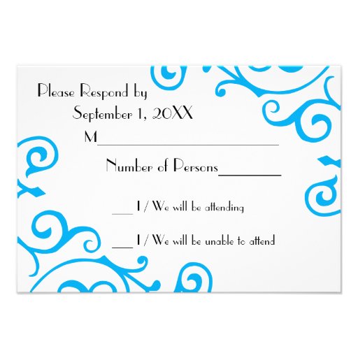 Cirrus Ivory (Cyan) RSVP Card Custom Announcement