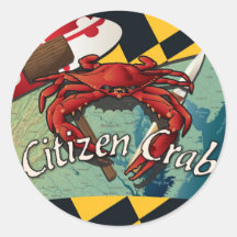 Citizen Crab of Maryland Round Stickers
