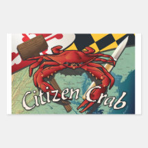 Citizen Crab with mallet and knife Rectangle Stickers
