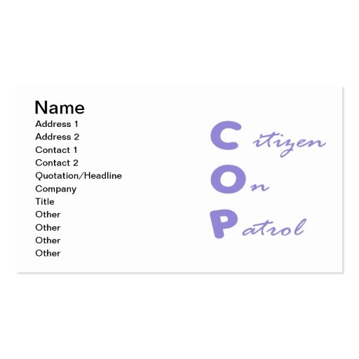 Citizen On Patrol Business Card I
