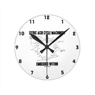 Citric Acid Cycle Machinery Embedded Within Krebs Round Wall Clock