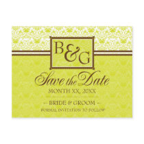 Citrine & Brown Save The Date Postcard by twoheartsshoppe Citrine & Brown Save The Date Postcard