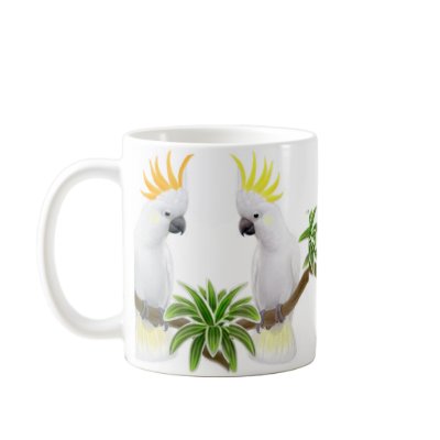 Citron & Sulfur Cockatoos Mug by twopurringcats