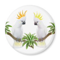 Citron & Sulphur Cockatoo Magnet by twopurringcats Citron & Sulphur Cockatoo Magnet