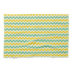 Citrus and Lime Chevron Yellow Green Zigzags Kitchen Towel