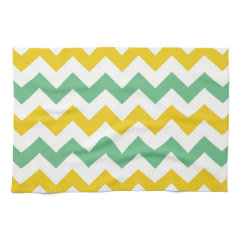 Citrus and Lime Chevron Zigzags Yellow Green Kitchen Towel