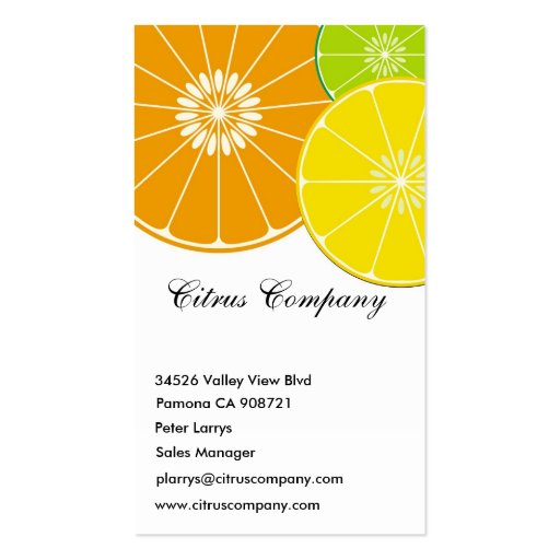 Citrus Company Business Card (front side)