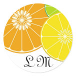 Citrus Double Monogram Seal - Customized Round Sticker