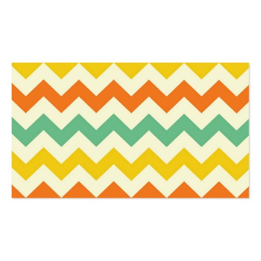 Citrus Lime Green Orange Yellow Chevron Zigzags Business Cards (back side)