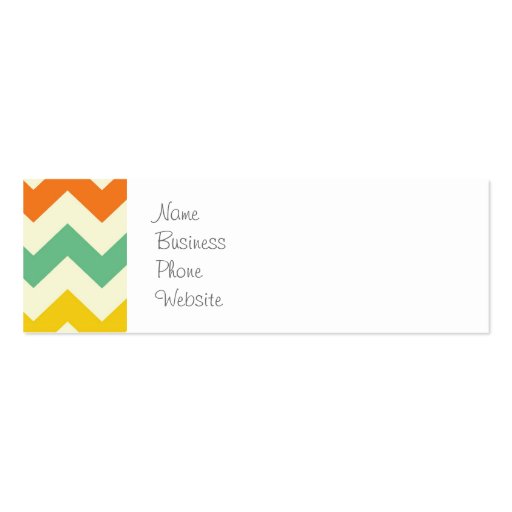 Citrus Lime Green Orange Yellow Chevron Zigzags Business Card Templates (front side)