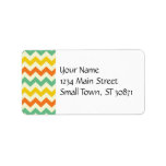 Citrus Lime Green Orange Yellow Chevron Zigzags Address Label
