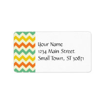 Citrus Lime Green Orange Yellow Chevron Zigzags Address Label