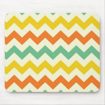 Citrus Lime Green Orange Yellow Chevron Zigzags Mouse Pads