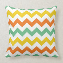 Citrus Lime Green Orange Yellow Chevron Zigzags Pillows